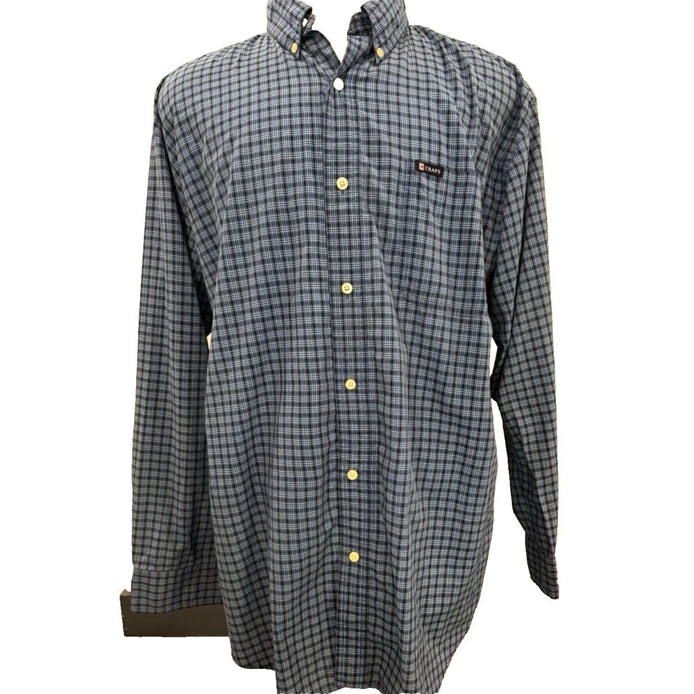 Chaps Men Blue Plaid Button-Down Long Sleeve Shirt Size XL